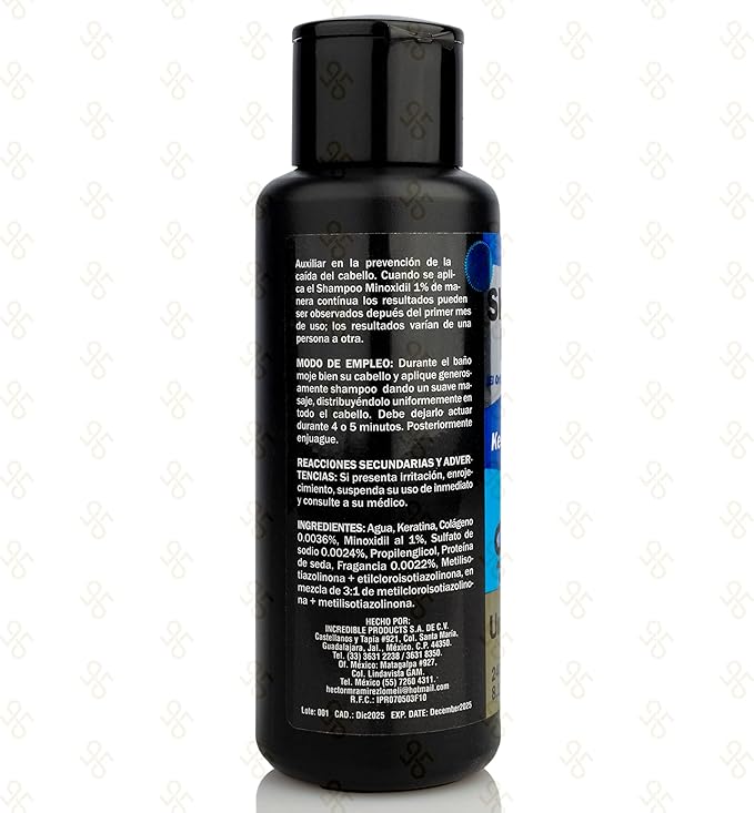 SHAMPOO CON MINOXIDIL SIN SAL KERATINA Y COLAGENO
