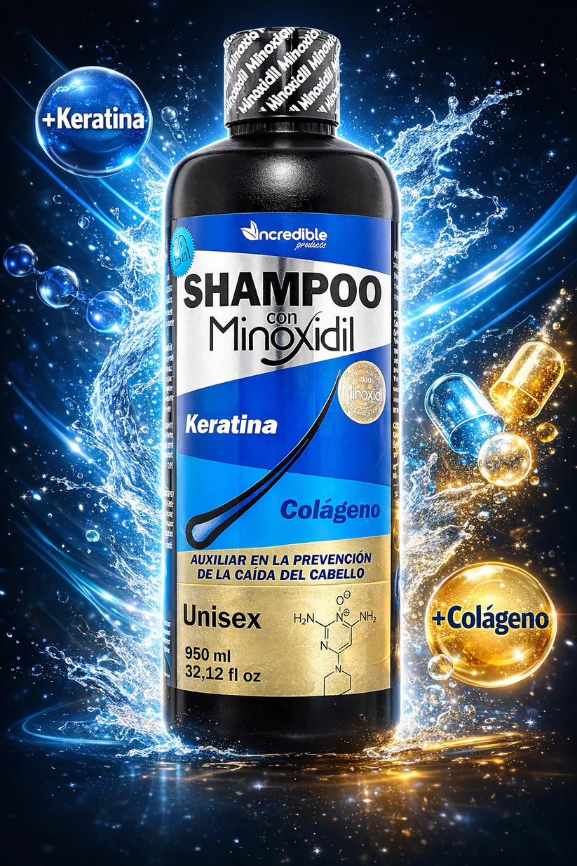 SHAMPOO CON MINOXIDIL SIN SAL KERATINA Y COLAGENO