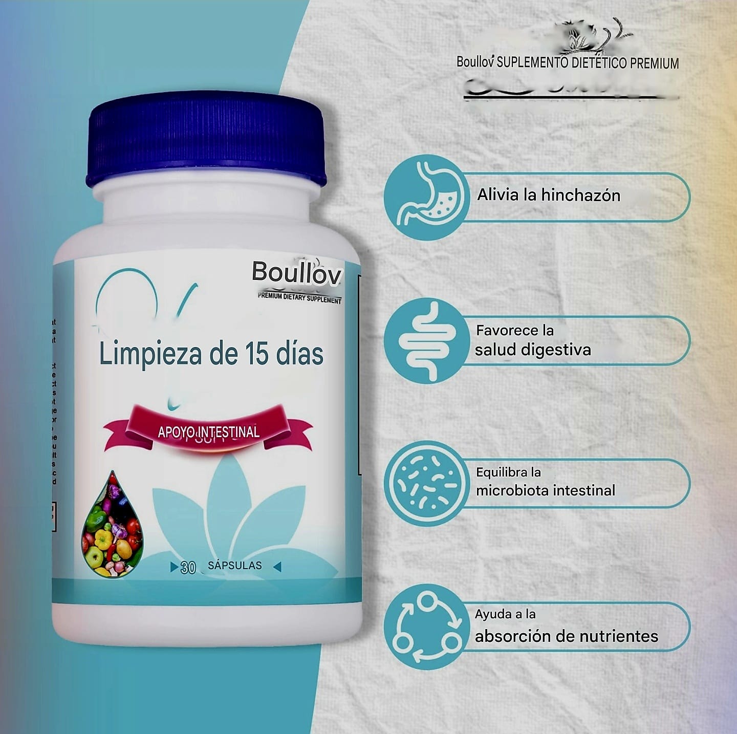 15 DAYS CLEANSE LIMPIEZA INTESTINAL, SOPORTE INTESTINAL Y COLON
