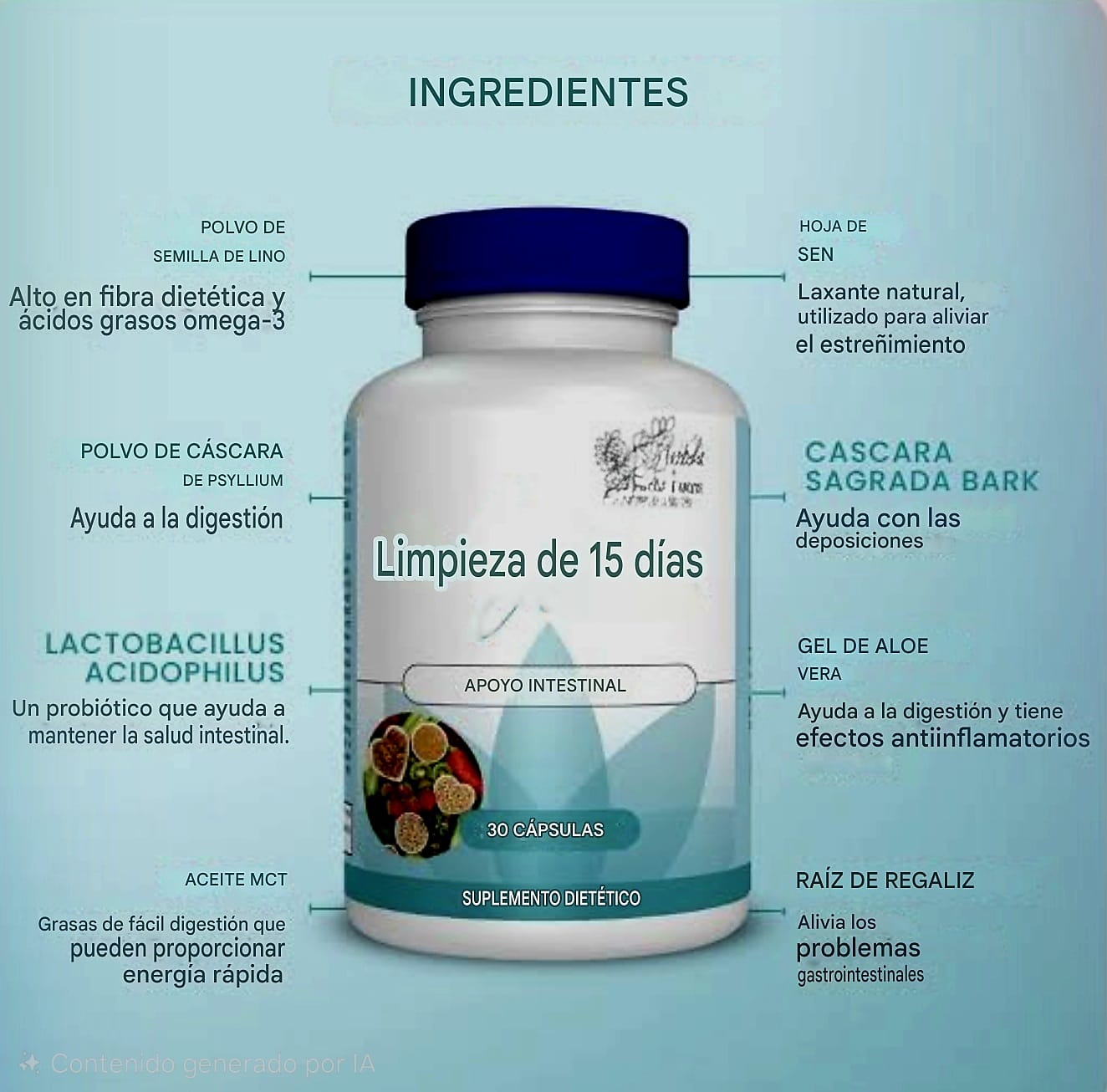 15 DAYS CLEANSE LIMPIEZA INTESTINAL, SOPORTE INTESTINAL Y COLON