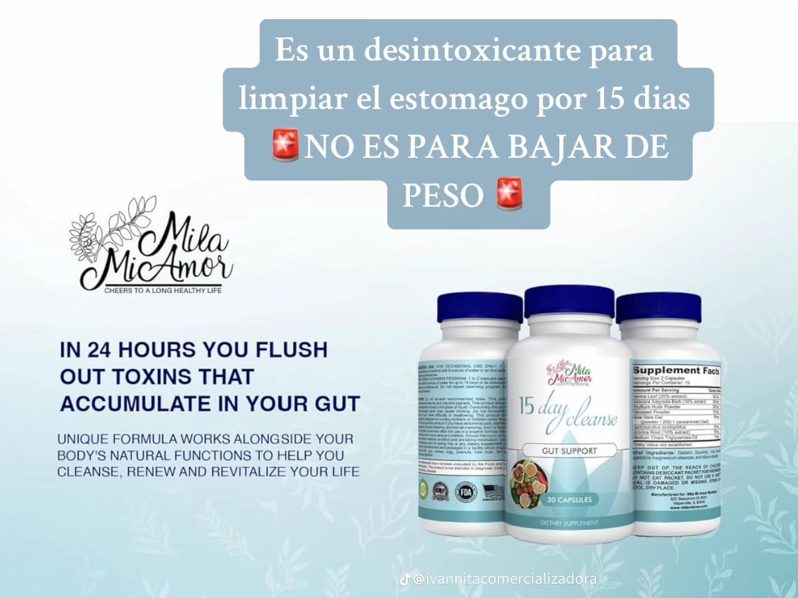 15 DAYS CLEANSE LIMPIEZA INTESTINAL, SOPORTE INTESTINAL Y COLON